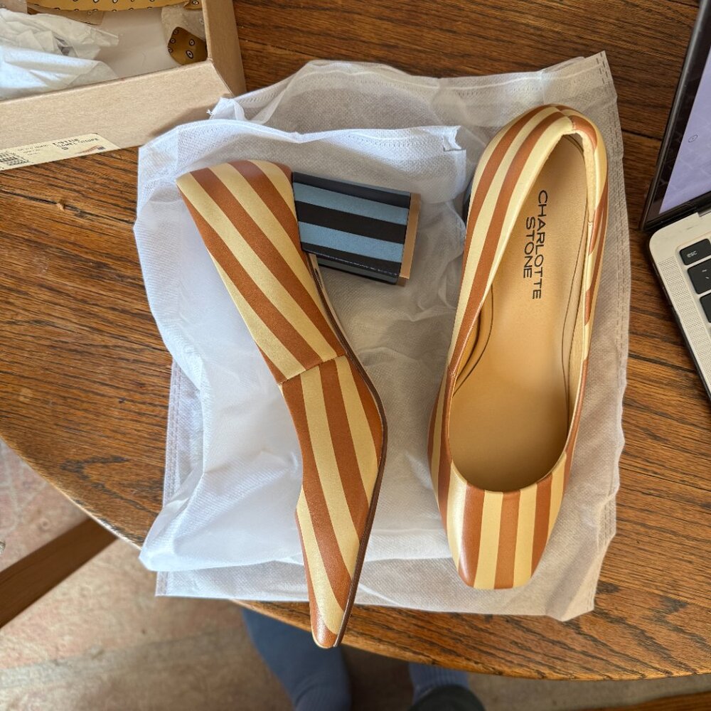 NIB | Sz 9 | Estee in Camel Stripe | Charlotte Stone